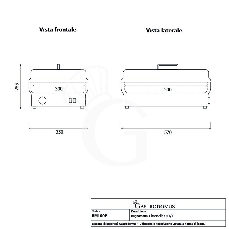 copy of Tavola calda da banco con resistenza a secco L 49 cm predisposta per 1 bacinella GN1/1