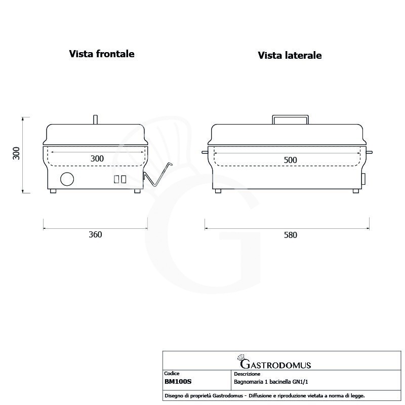 copy of Tavola calda da banco con resistenza a secco L 49 cm predisposta per 1 bacinella GN1/1