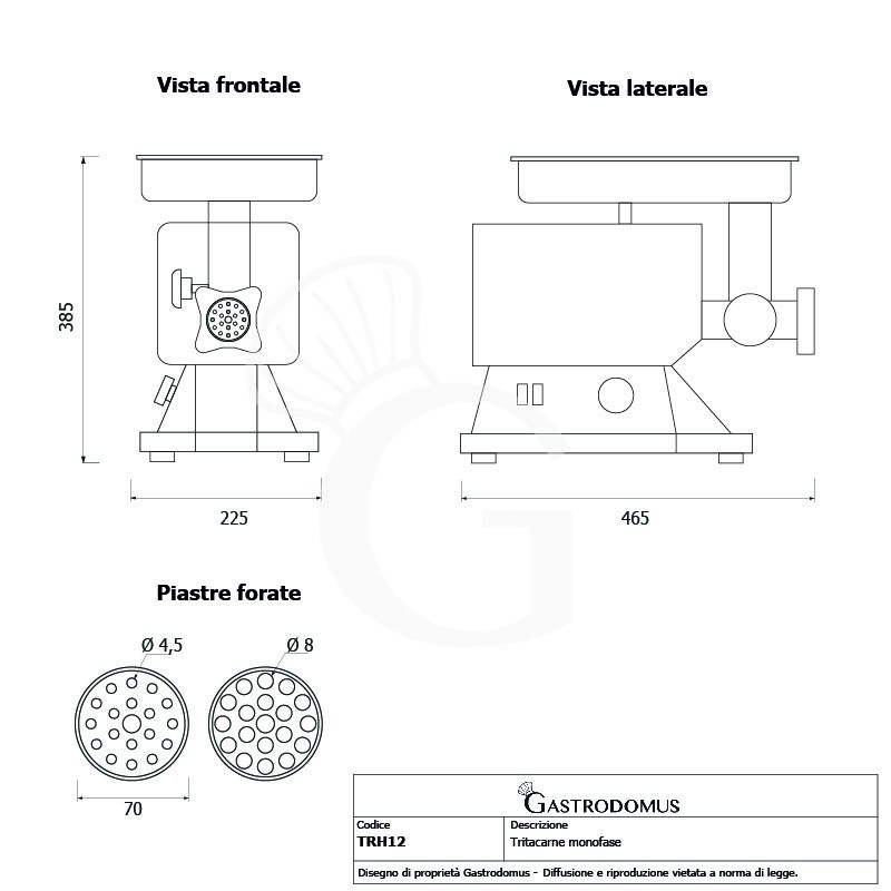 copy of Tritacarne monofase in inox 160 kg/H