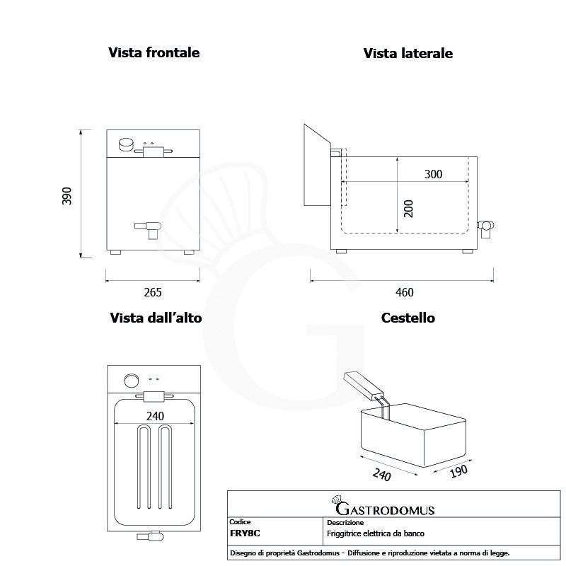 copy of Tischfritteuse – elektrisch – 1 Becken – Kapazität 8 L – 3000 W
