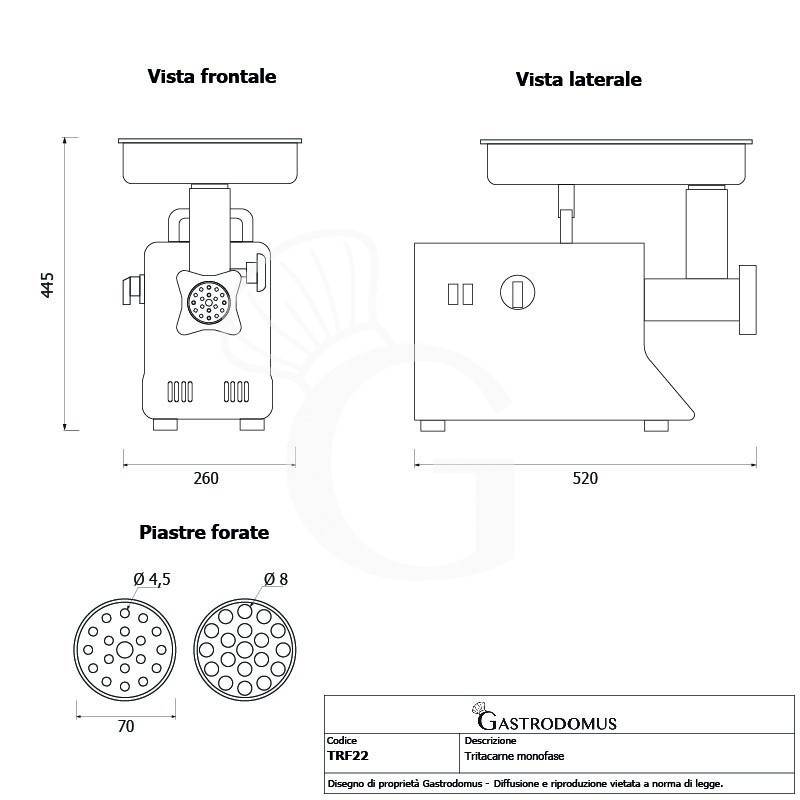 copy of Tritacarne monofase in inox 160 kg/H