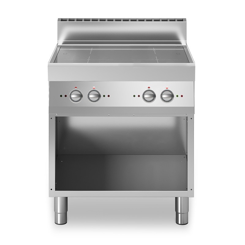 Professioneller Induktionsherd mit 4 Kochzonen und offenen Unterbau, Tiefe 700 mm