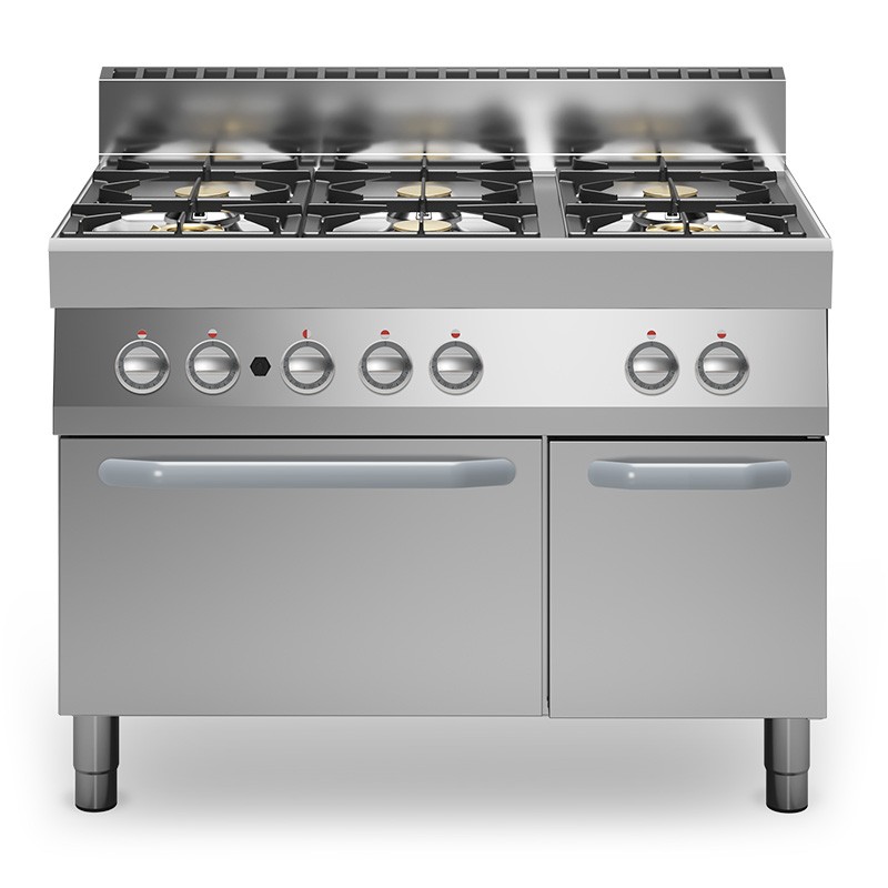 Cucina a gas - 6 fuochi - forno elettrico a convezione - bacinelle smaltate - armadio neutro