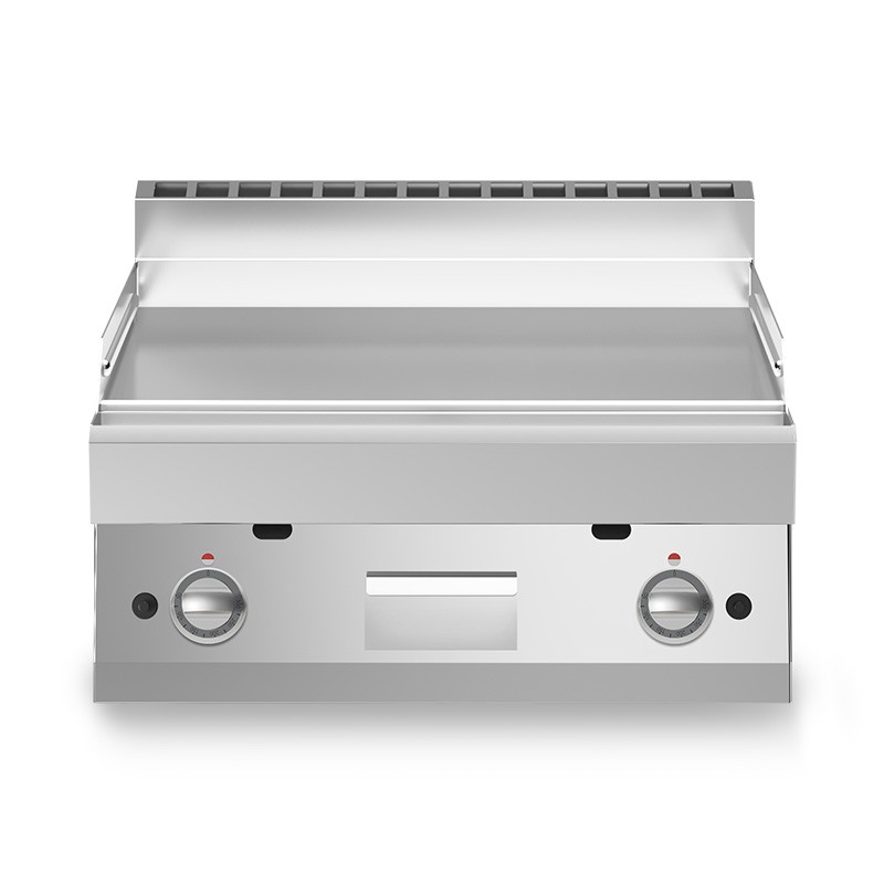 Gas Bratplatte - glatt, verchromt (B 700 x T 700 x 280 mm), Tischgerät, 2 Kochzonen, 11400 W