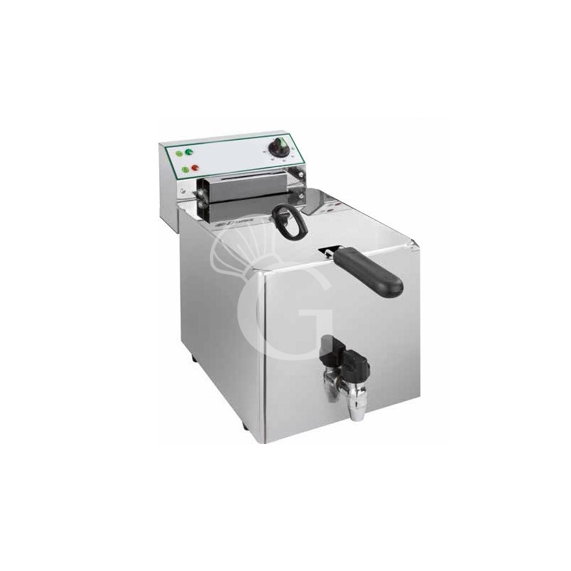 Elektro-Fritteuse, 1 Becken (10 Liter) mit Fettablasshahn, Tischgerät, 6000 Watt, dreiphasig