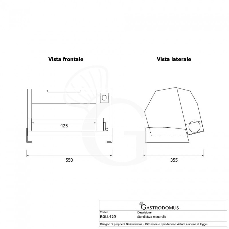 copy of Stendipizza in inox con rulli paralleli in PEHD per pizza diam. 26/40 cm e pedale elettrico