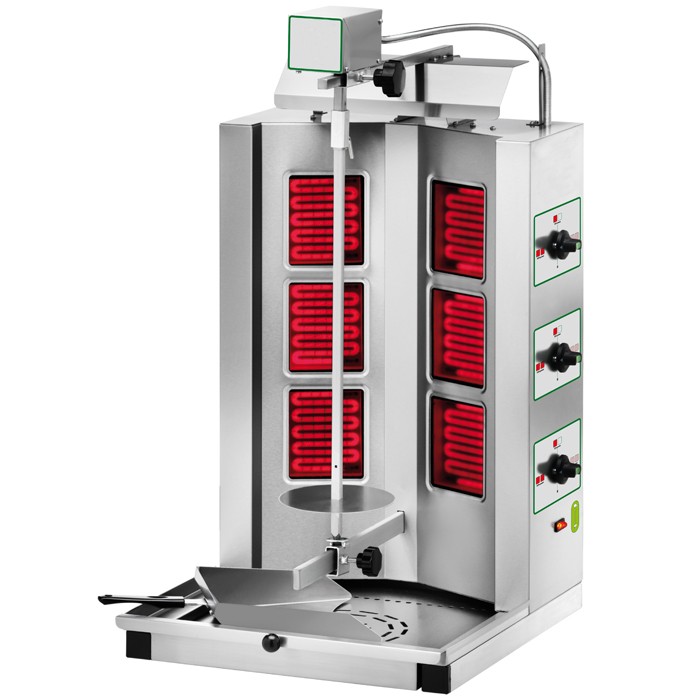 Elektro Dönergrill/Gyrosgrill, 3+3 Infrarot-Heizwiderstände