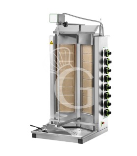 Gas Profi-Dönergrill/Gyrosgrill, 8+8 Brenner, B 570 mm x T 620 mm x H 1120 mm
