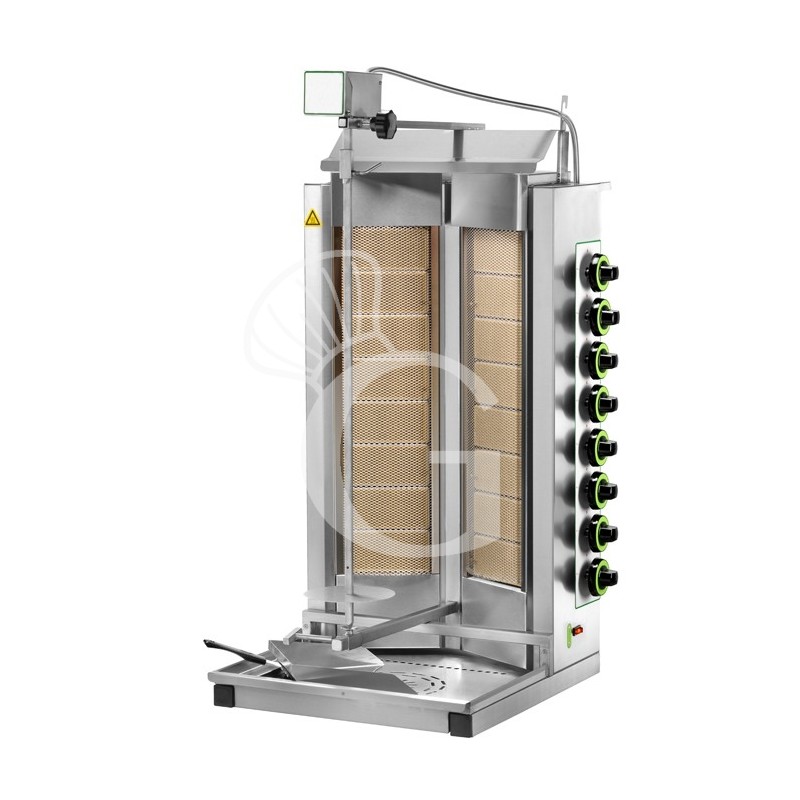 Gas Profi-Dönergrill/Gyrosgrill, 8+8 Brenner, B 570 mm x T 620 mm x H 1120 mm Gas Profi-Dönergrill/Gyrosgrill, 8+8 Brenner, B 570 mm x T 620 mm x H 1120 mm
