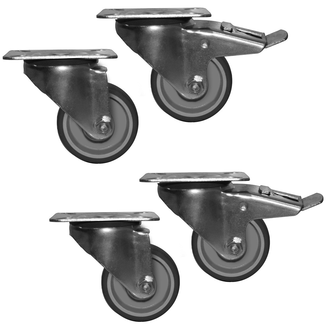 Lenkrollen-Set, 4 Rollen davon 2 mit Bremse, Ø 120 mm