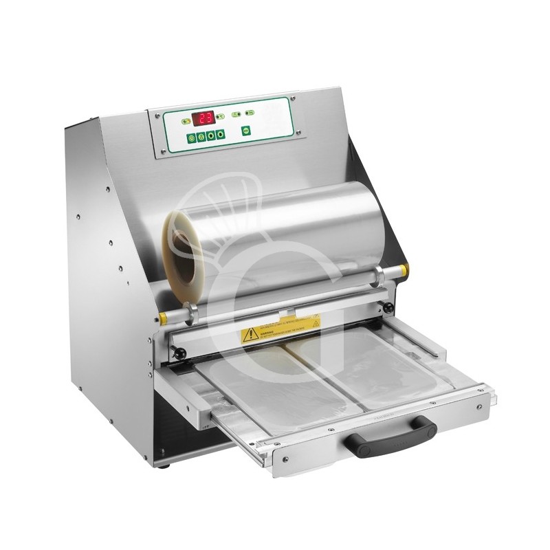 Thermoversiegelungsgerät, Edelstahl, automatische Versiegelung, Rollenbreite 380 mm, B 460 mm x T 510 mm x H 555 mm, 1,5 kW Thermoversiegelungsgerät, Edelstahl, automatische Versiegelung, Rollenbreite 380 mm, B 460 mm x T 510 mm x H 555 mm, 1,5 kW