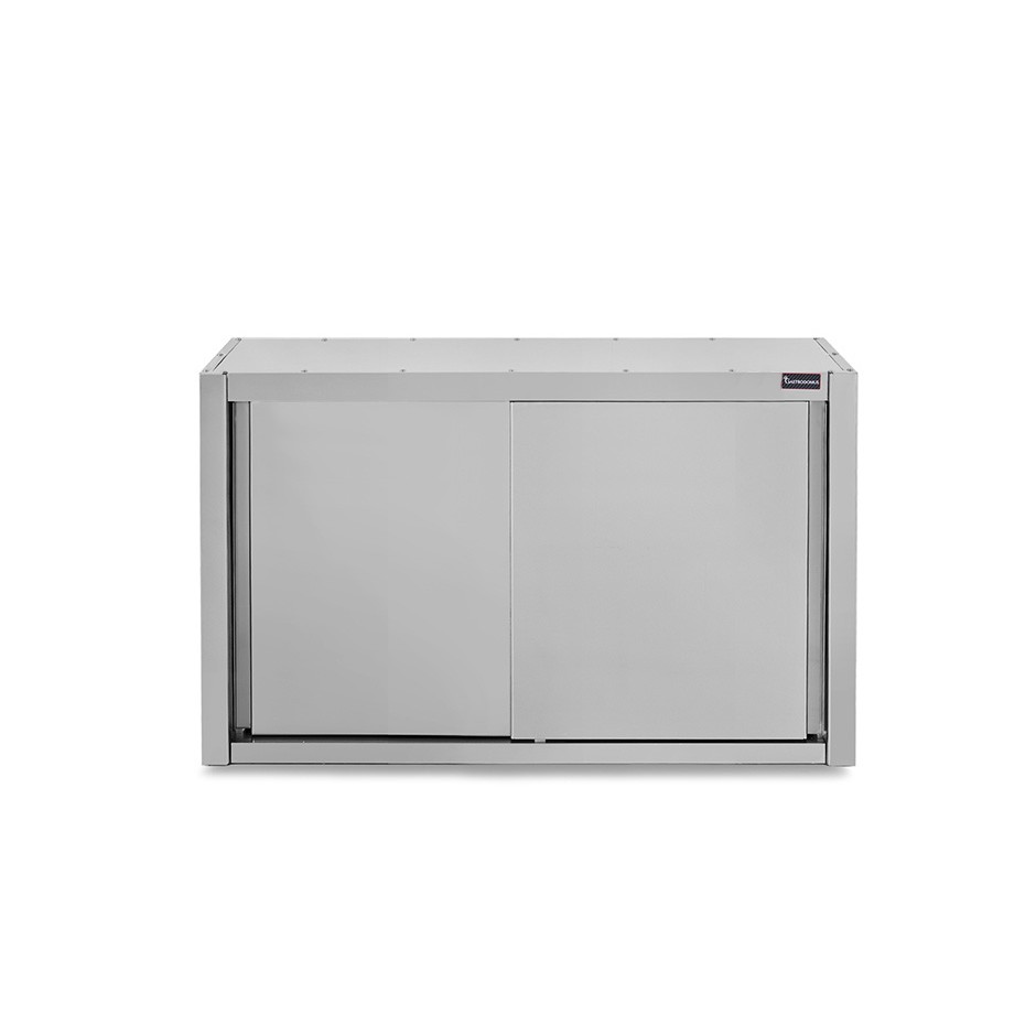 Wandhängeschrank, Edelstahl, Schiebetüren, 1 Zwischenboden, B 1300 mm x T 400 mm x H 800 mm