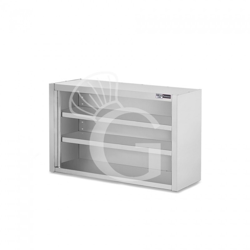 Offener Wandhängeschrank, Edelstahl, 1 Zwischenboden, B 800 mm x T 400 mm x H 800 mm