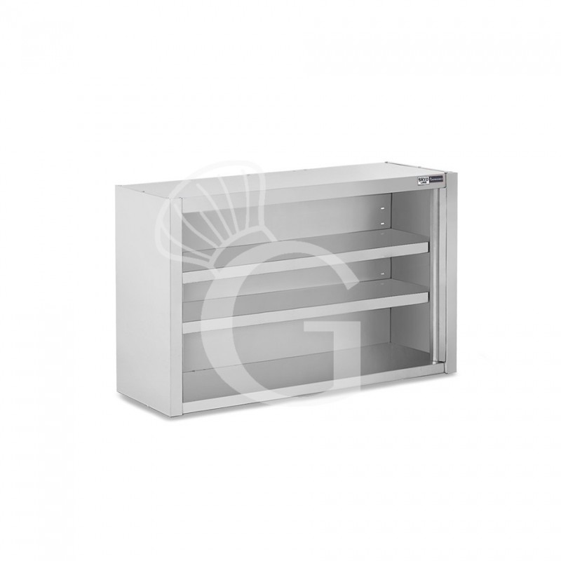 Offener Wandhängeschrank, Edelstahl, 1 Zwischenboden, B 800 mm x T 400 mm x H 800 mm