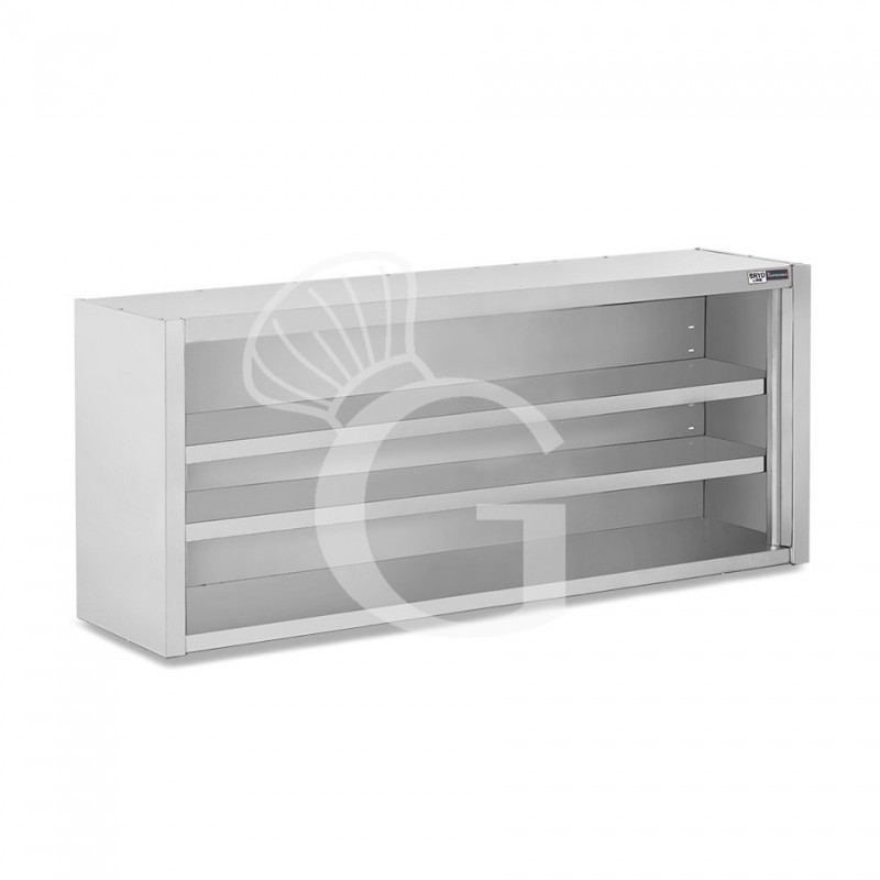 copy of Pensile a giorno in acciaio inox con 1 ripiano, L 1600 mm x P 400 mm x H 800 mm