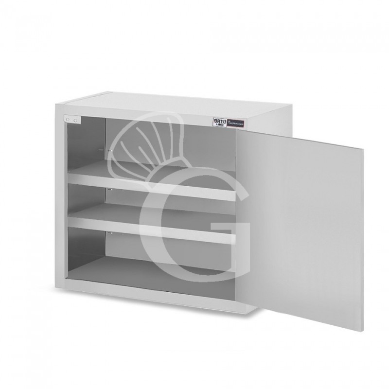 Wandhängeschrank, Edelstahl, 1 Flügeltür, 1 Zwischenboden, B 700 mm x T 400 mm x H 800 mm