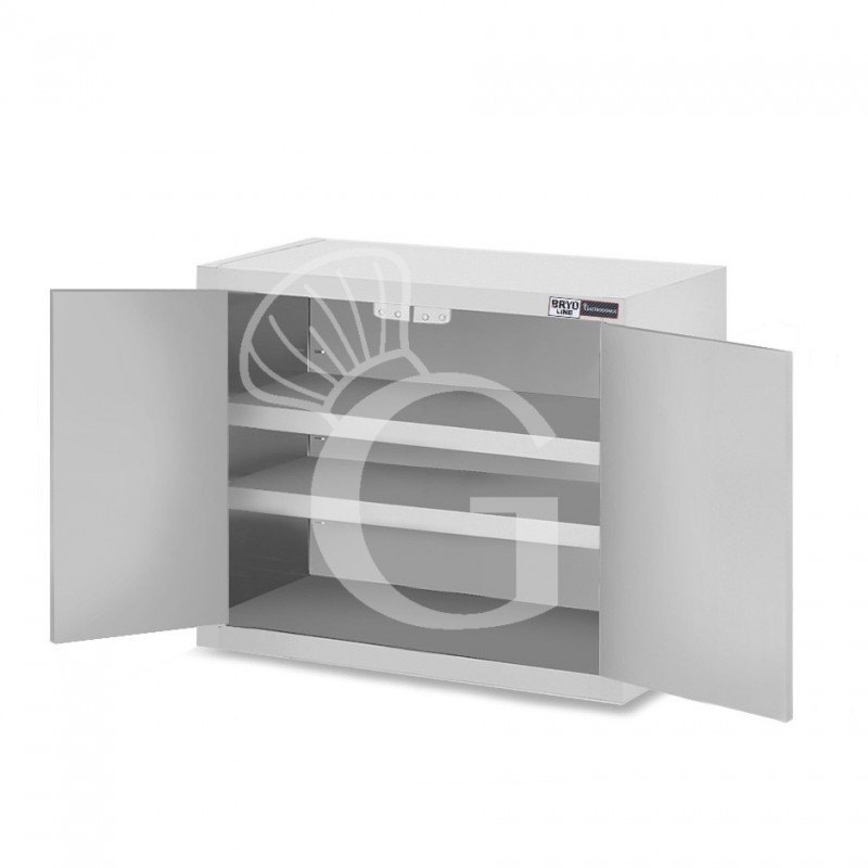 Wandhängeschrank, Edelstahl, 2 Flügeltüren, 1 Zwischenboden, B 900 mm x T 400 mm x H 800 mm