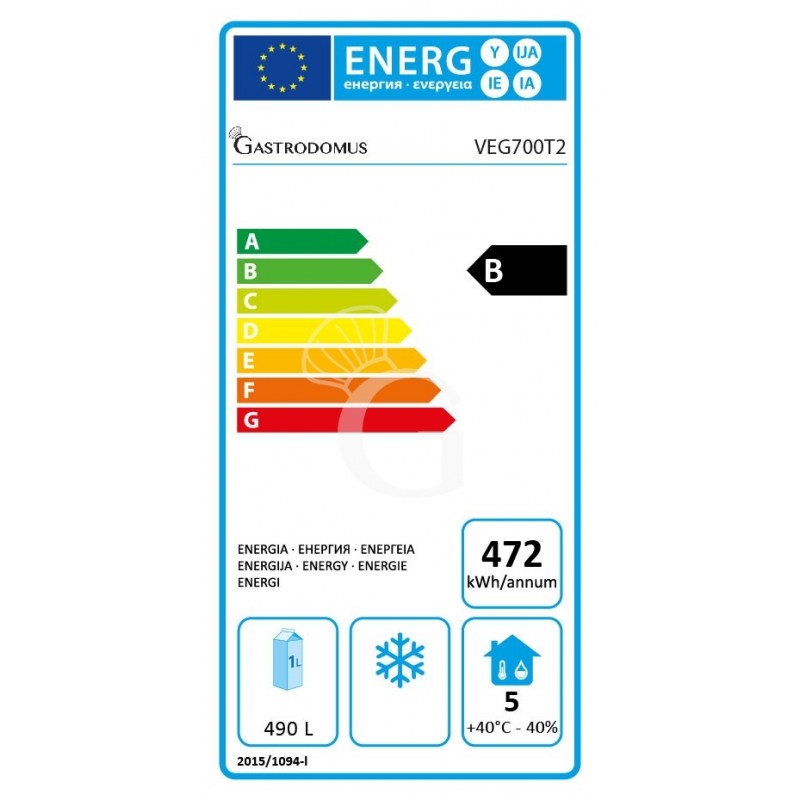 Gemüsekühlschrank (700 L), Umluftkühlung, -2°C/+10°C, Energieklasse D