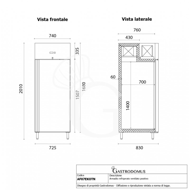 armadio refrigerato ventilato temperatura 2c8c capacita 650 lt