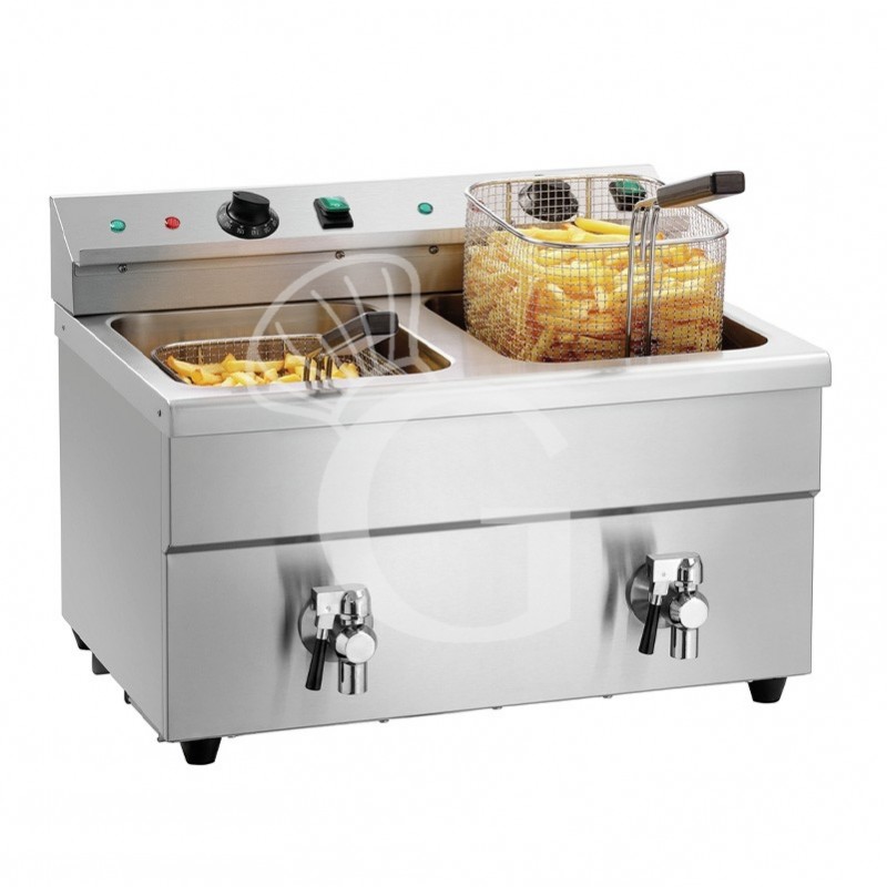Induktions-Fritteuse, 2 Becken (2 x 8 Liter), Tischgerät, 2 x 3500 Watt, einphasig