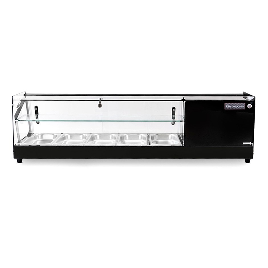 Tapas-Kühlvitrine für 5 x GN1/3 Behälter, 160 Watt, B 1295 mm x T 395 mm x H 375 mm
