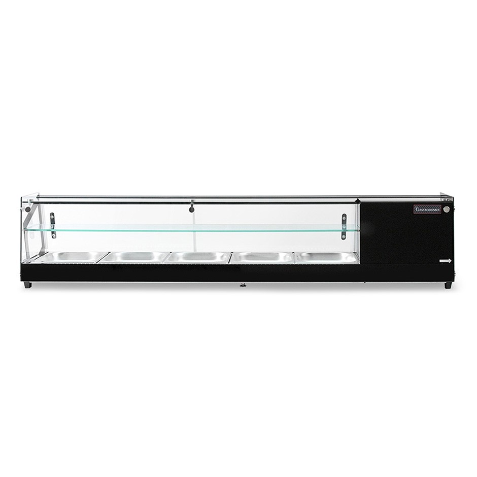 Tapas-Kühlvitrine für 5 x GN1/2 Behälter, 160 Watt, B 1740 mm x T 395 mm x H 375 mm