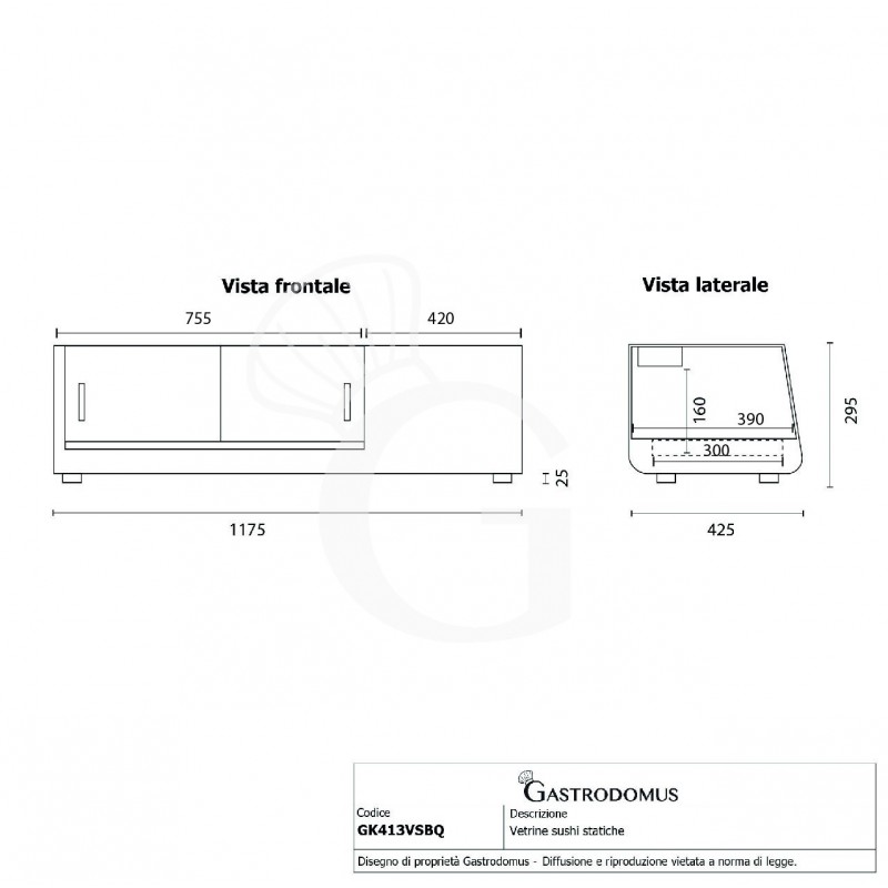 copy of Vetrina sushi - capacità 4 bacinelle GN1/3 - potenza 190 W
