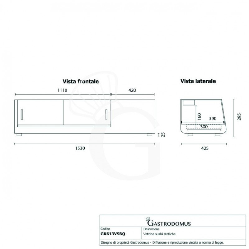 copy of Vetrina sushi - capacità 6 bacinelle GN1/3 - potenza 190 W