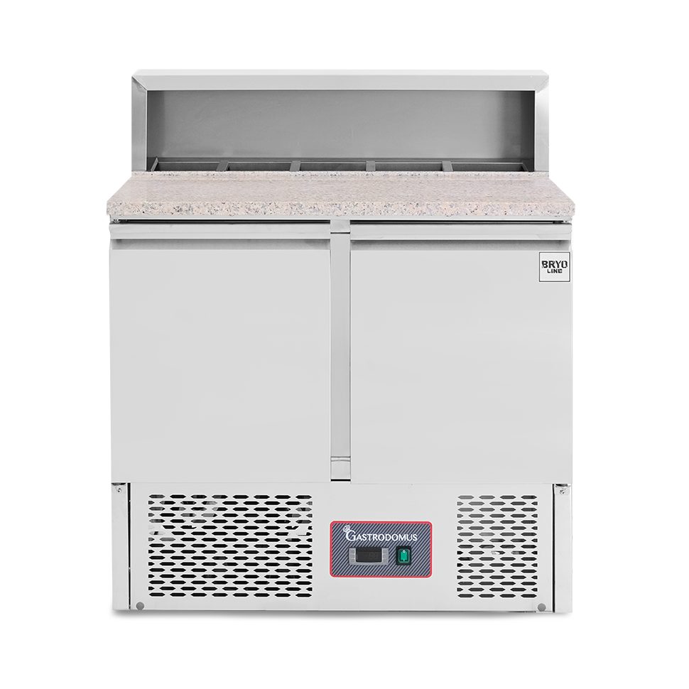 Pizzakühltisch / Saladette, statisch, 2 Türen, Temperatur +2°C/+8°C, Arbeitsplatte aus Granit