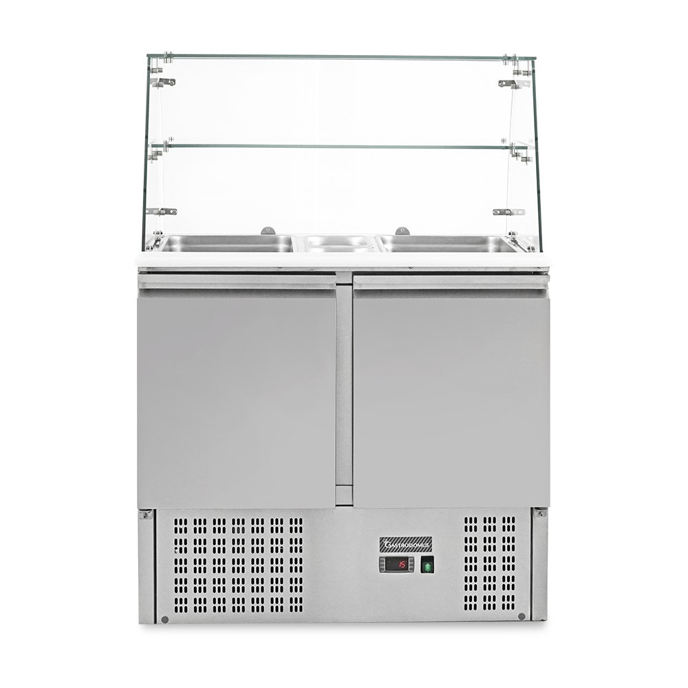Saladette für GN 1/1 Behälter, 2-türig, Kühlvitrine