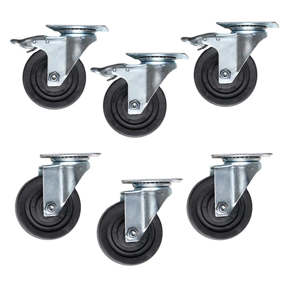 Lenkrollen-Set (6 Rollen, davon 3 mit Bremse)