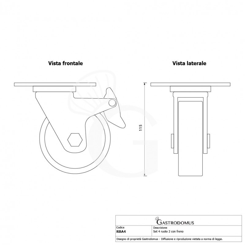 kit 4 ruote 2 con freno