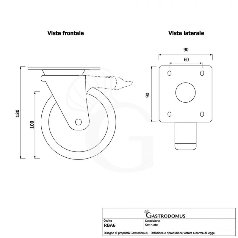 Lenkrollen-Set (6 Rollen, davon 3 mit Bremse)