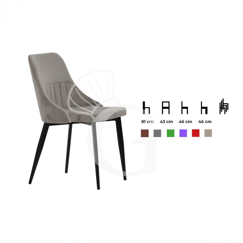 Sessel "SOPHIE", lackiertes Metall, mit Samtzug