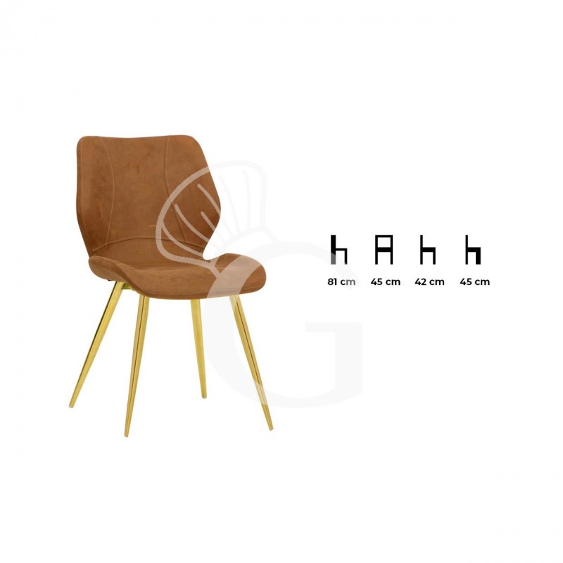 Sessel "KELLY", vermessingtes Metall, mit Stoffbezug