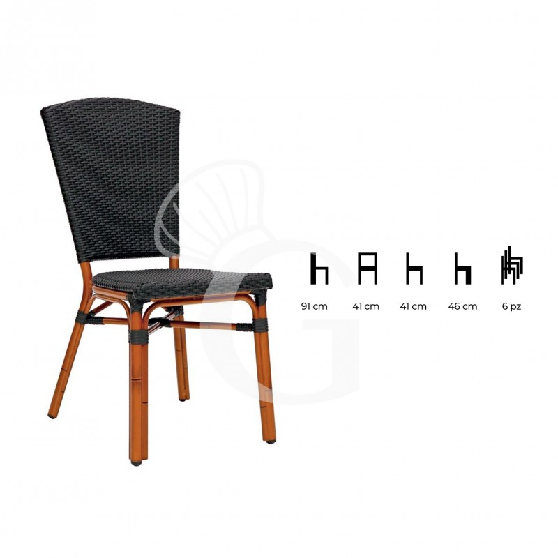 Stuhl "JUNGLE", lackiertes Aluminium, Bambus-Optik, Sitzfläche aus Polyethylenfäden