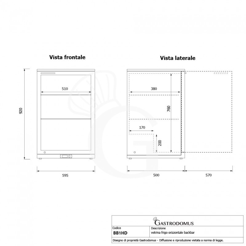 copy of Espositore refrigerato ventilato per bibite - capacità 133 LT - temp. +1° C/ + 10° C