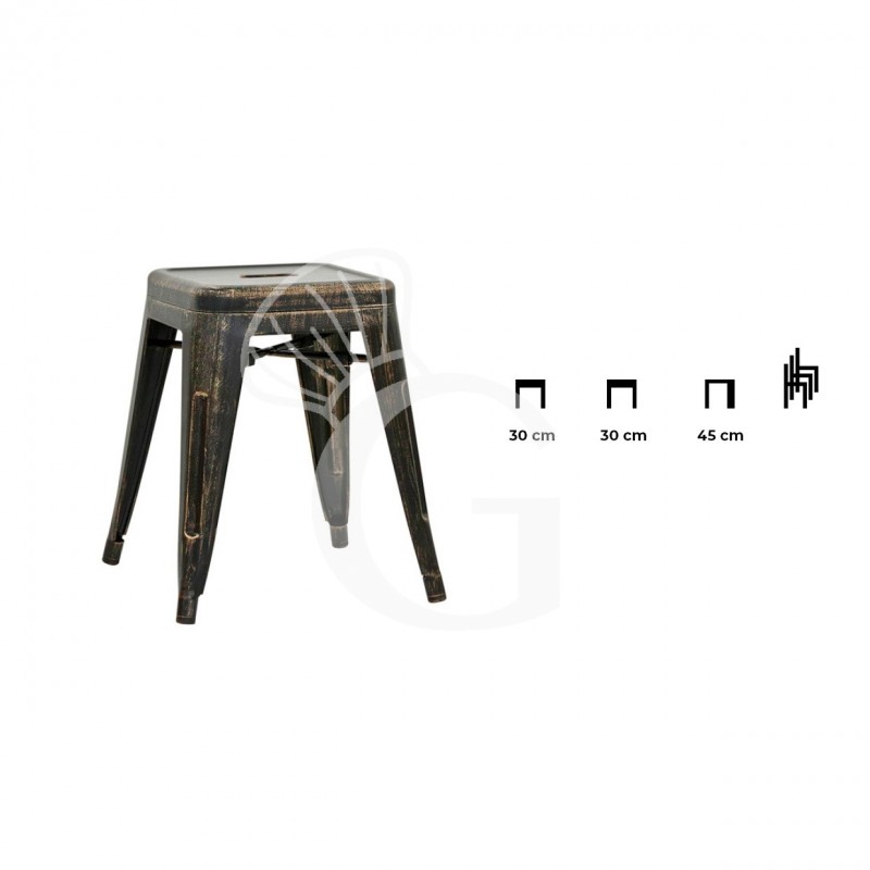 Metallhocker "HOLE", lackiert, Vintage-Style