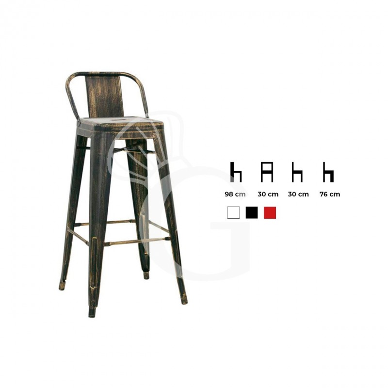 Barhocker "SKIP", lackiertes Metall, Vintage-Style