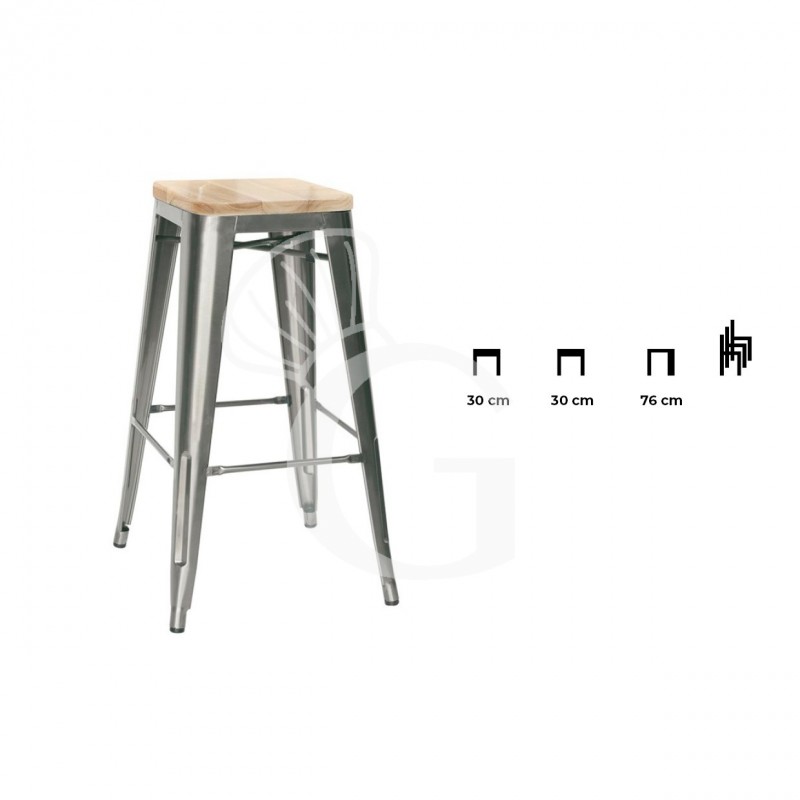 Barhocker "CRUISE", lackiertes Metall, Sitzfläche aus Holz