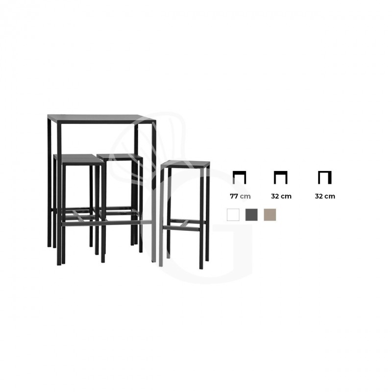Gartenmöbel-Set / Terassenmöbel-Set, 1 Tisch, 4 Hocker, lackiertes Metall