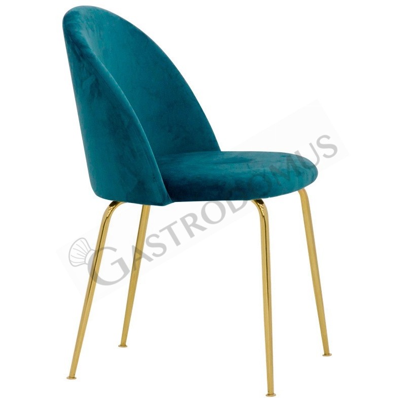 Sessel "CARMEN", vermessingtes Metall, mit Samtbezug