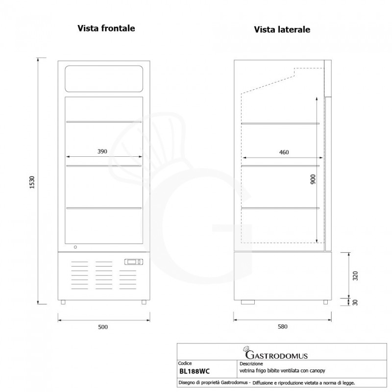 copy of Espositore refrigerato ventilato per bibite-  temp +2°C/+8°C - capacità 216 LT