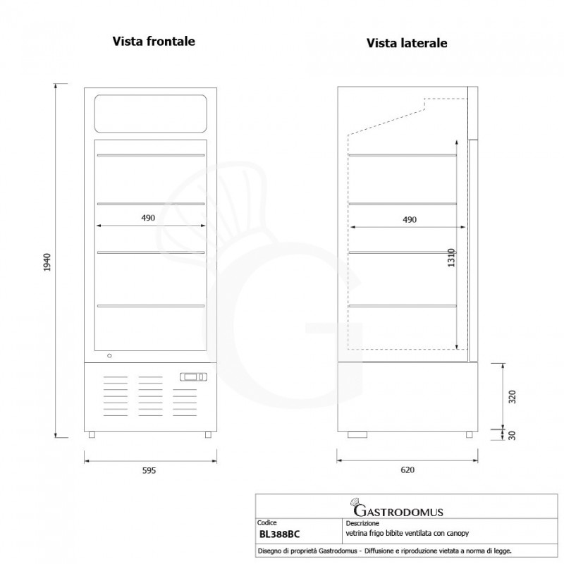 copy of Espositore refrigerato ventilato per bibite-  temp +2°C/+8°C - capacità 216 LT