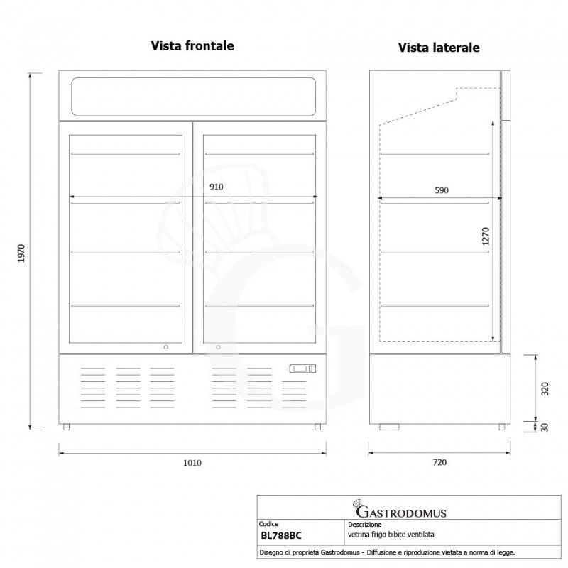 copy of Espositore refrigerato ventilato per bibite-  temp +2°C/+8°C - capacità 216 LT