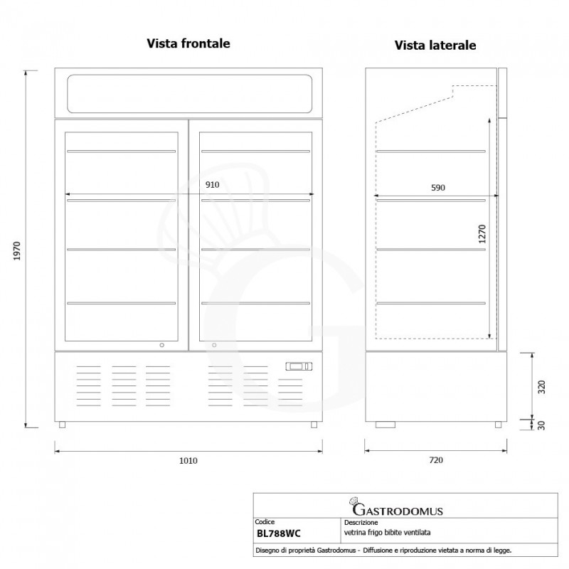copy of Espositore refrigerato ventilato per bibite-  temp +2°C/+8°C - capacità 216 LT