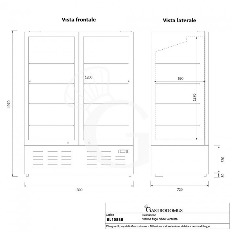 copy of Espositore refrigerato ventilato per bibite-  temp +2°C/+8°C - capacità 216 LT