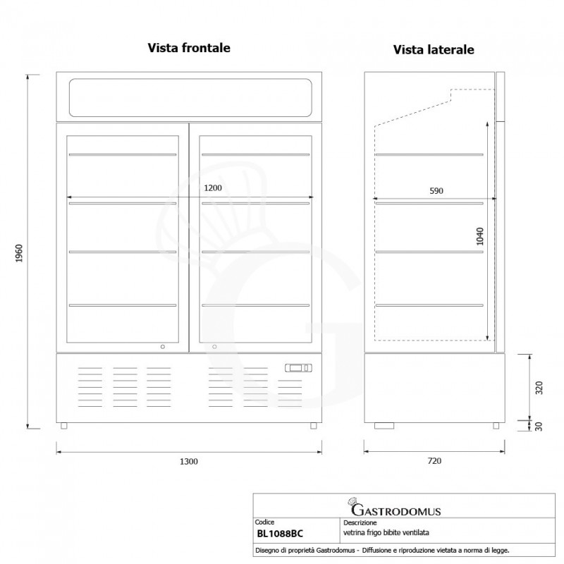copy of Espositore refrigerato ventilato per bibite-  temp +2°C/+8°C - capacità 216 LT