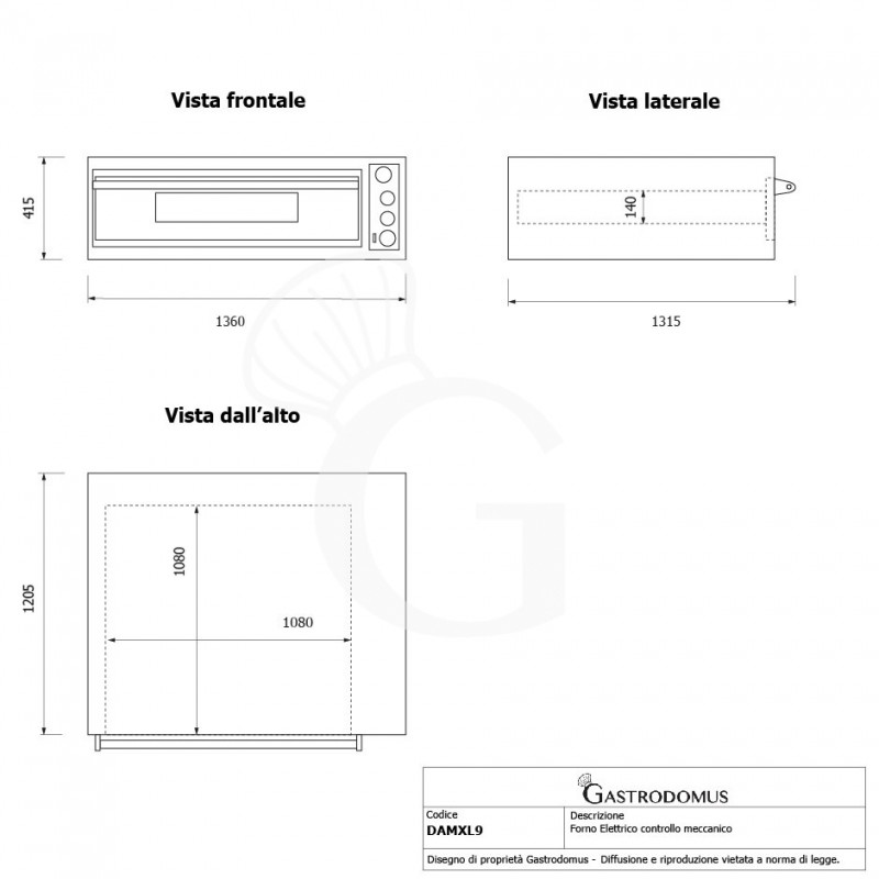 copy of Forno elettrico per 9 pizze diametro 35 cm - 1 camera - controllo meccanico