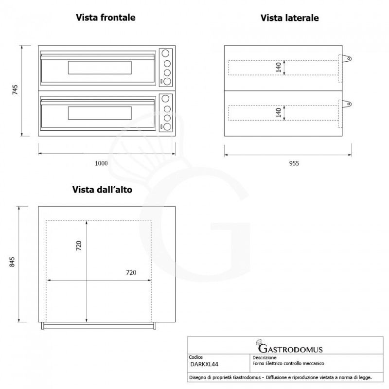 copy of Forno elettrico Estra44 per 8 pizze diametro 35 cm - 2 camere - controllo meccanico